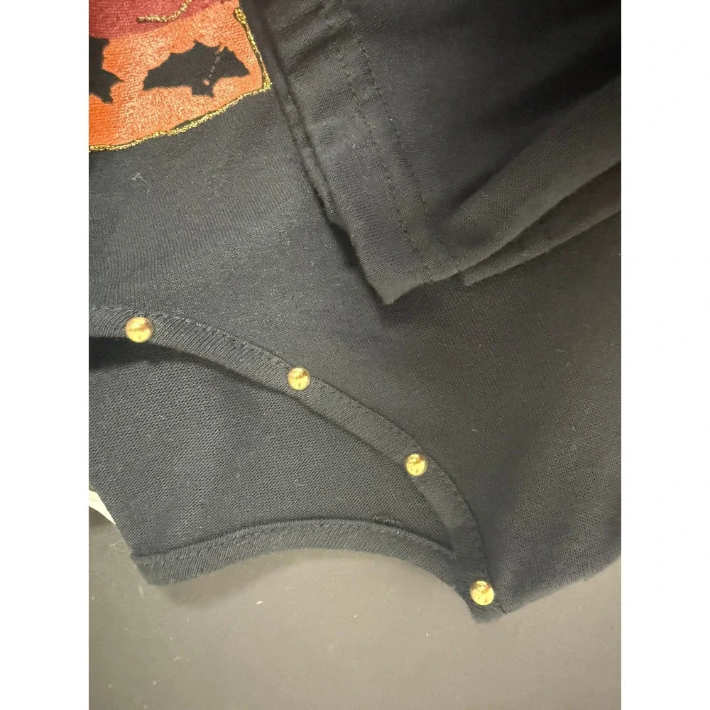 Halloween Vintage New Witch Pumpkin Studded Knit Top Size 26 Black Whimsigoth